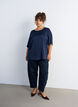 Bluse aus Satin mit ellenbogenlangen &Auml;rmeln, Blau, Model image number 1