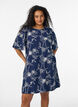 Kurzes A-Linienkleid mit Stickmuster, Blau, Model image number 0