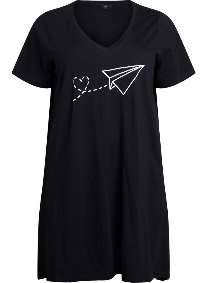 Organische Baumwoll-Nachthemd mit V-Ausschnitt, , Packshot image number 0