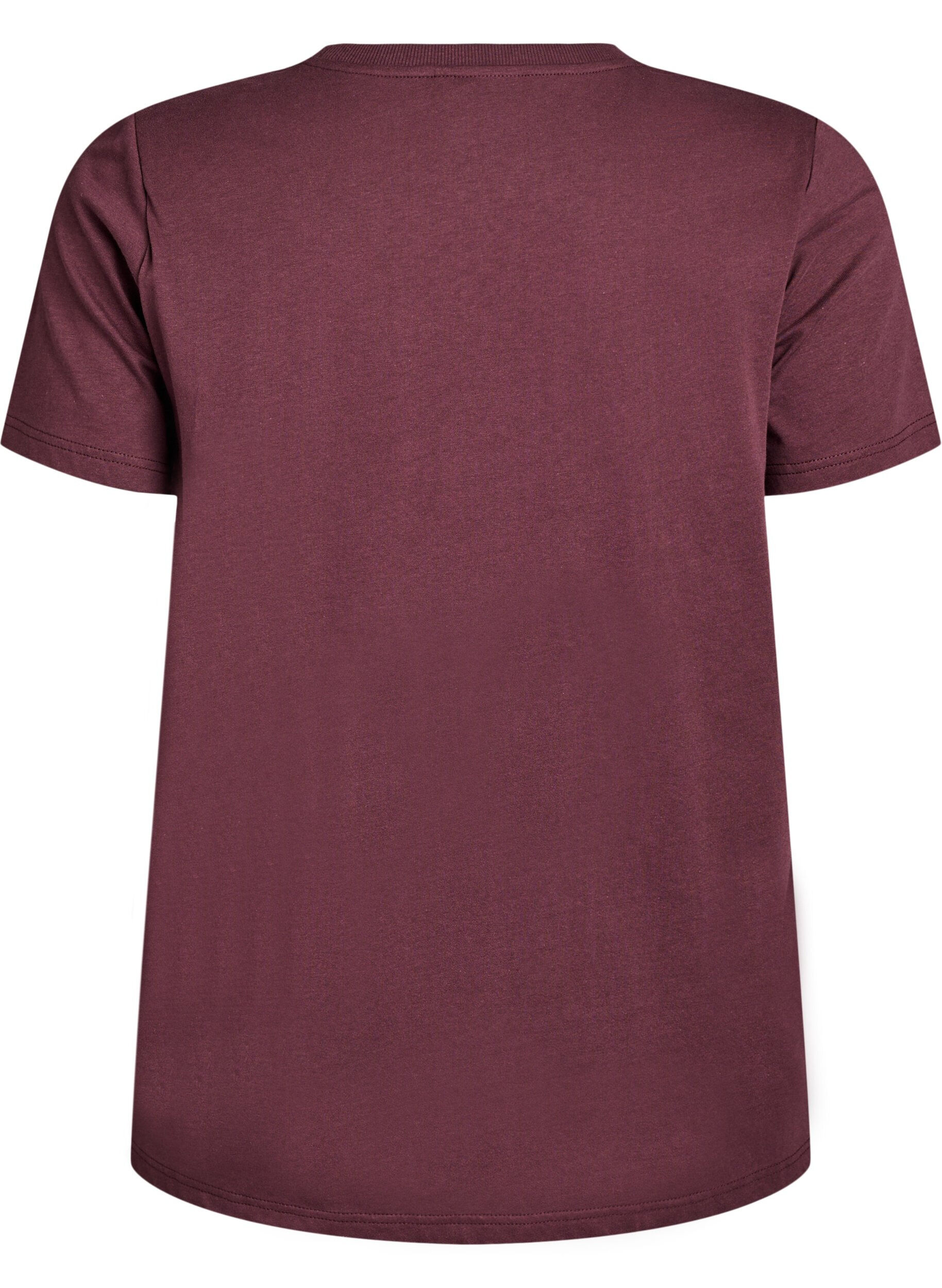 ZizziBasic-T-Shirt aus Baumwolle mit Schulterpolstern, Dunkles Bordeaux, Packshot image number 1