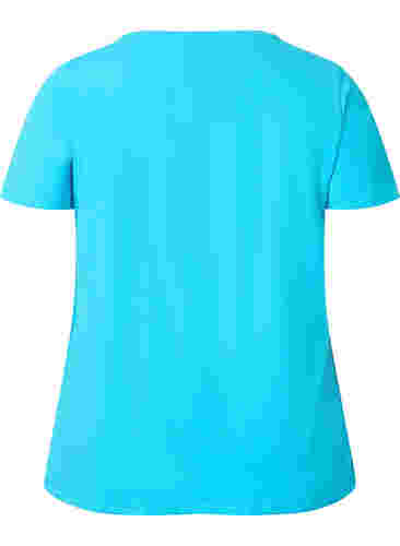 Einfarbiges basic T-Shirt aus Baumwolle, Blue Atoll, Packshot image number 1