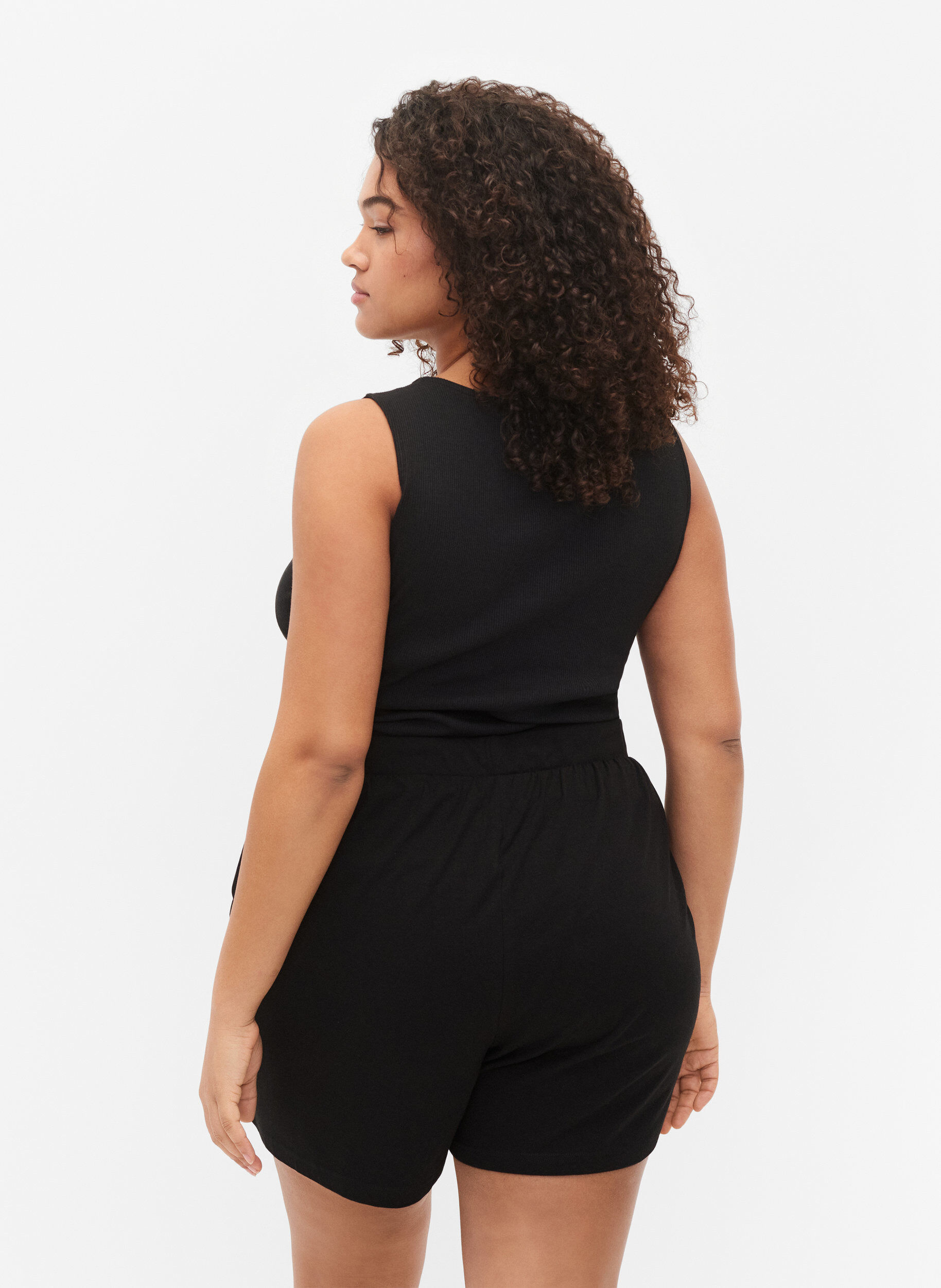 ZizziLockere Pyjamahose aus Baumwollmischung, Schwarz, Model image number 2