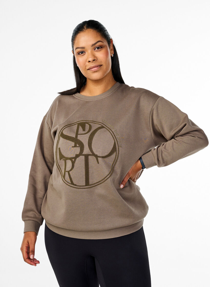 Sweatshirt mit Print, Walnut, Model image number 0