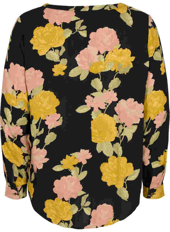 Bluse aus 100% Viskose mit Blumendruck, Scarab Flower, Packshot image number 1