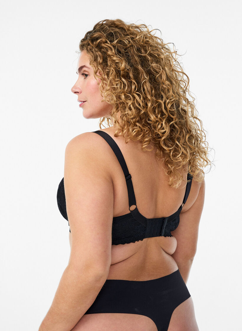 Gepolsterter BH mit Spitze, Schwarz, Model image number 2