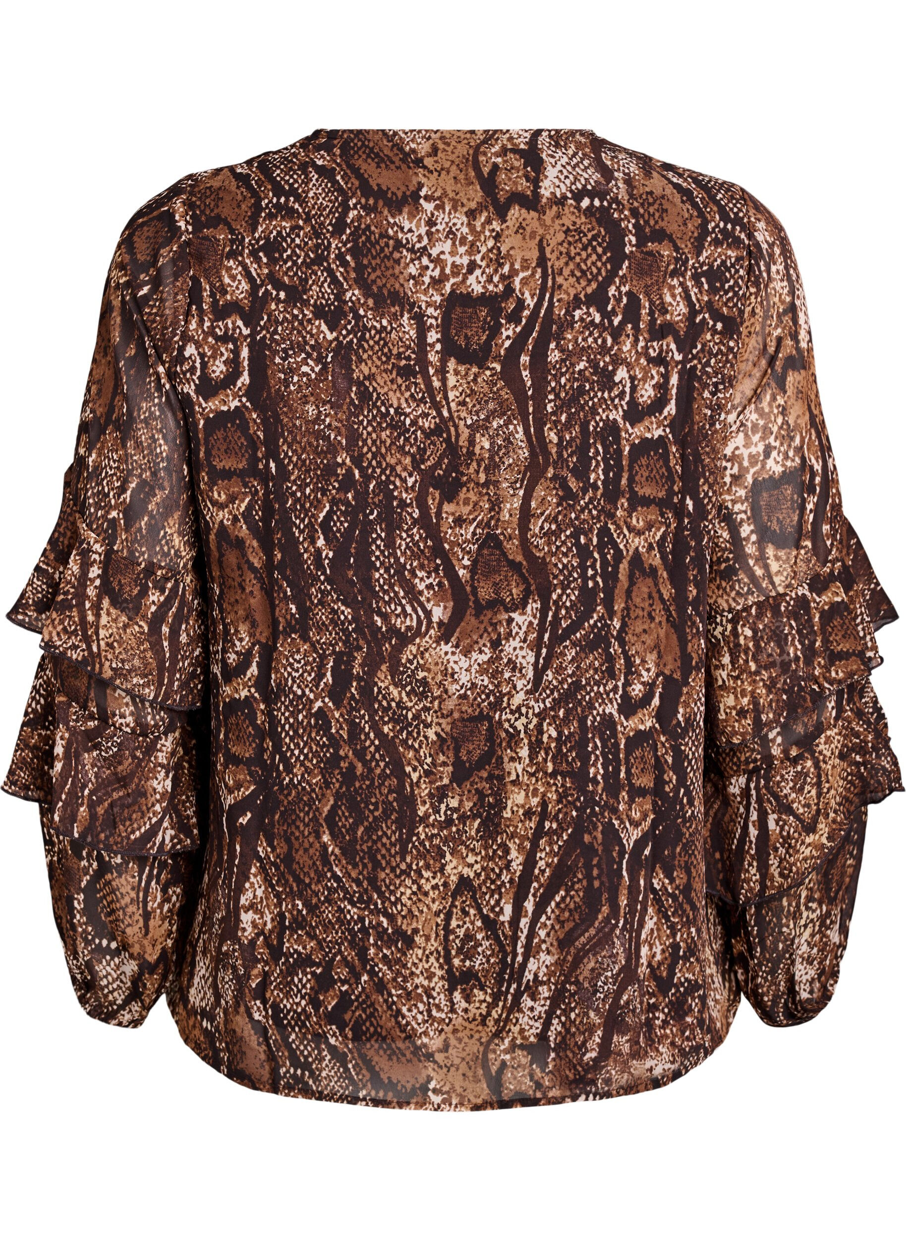 ZizziBluse mit Animal-Print und R&uuml;schen, Braun, Packshot image number 1