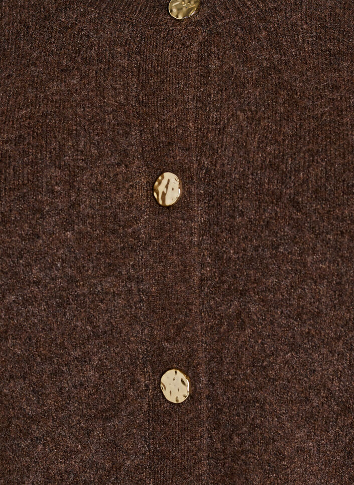 Cardigan aus weichem Strick mit goldfarbenen Knöpfen, Braun, Packshot image number 2