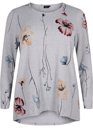 Gestreifte Bluse mit langen Ärmeln, LGM Flower AOP, Packshot image number 0