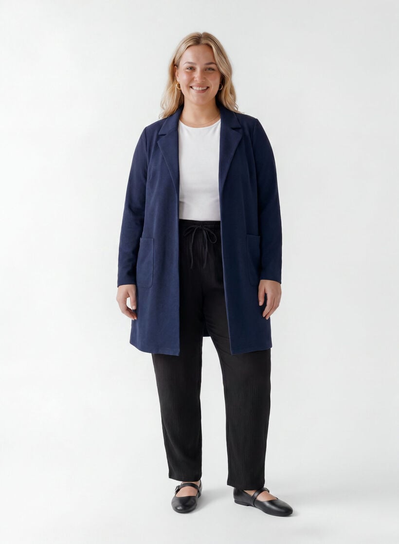 Lange Blazer mit Taschen, Blau, Model image number 1