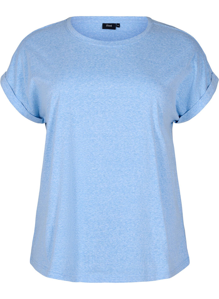 Melange T-Shirt mit kurzen &Auml;rmeln, Blau, Packshot image number 0