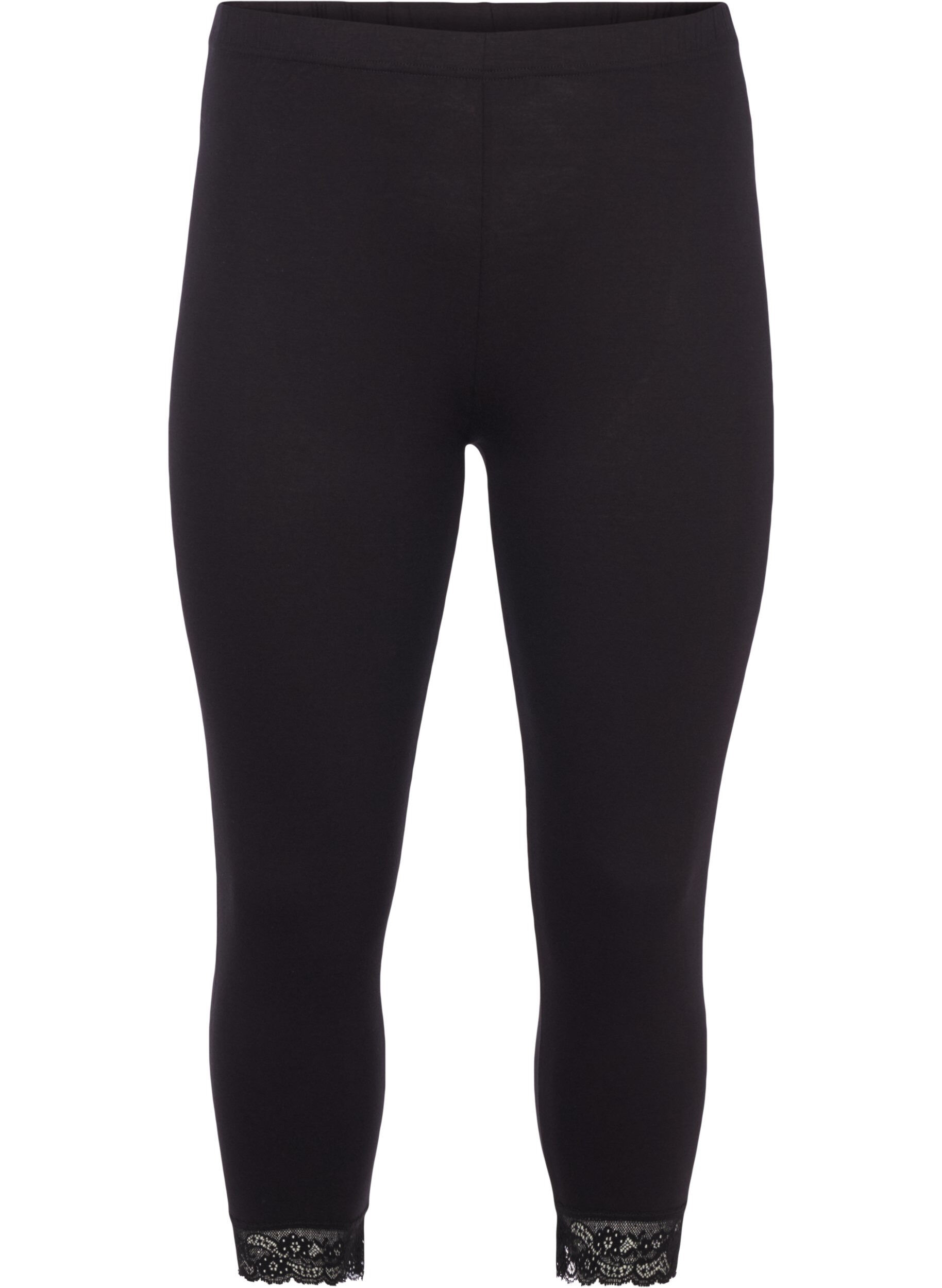 Zizzi3/4-Leggings mit Spitzensaum, Black, Packshot image number 0