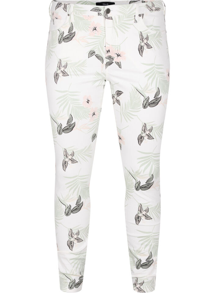 Hochtaillierte Amy Jeans mit Blumenprint, White Flower AOP L78, Packshot image number 0