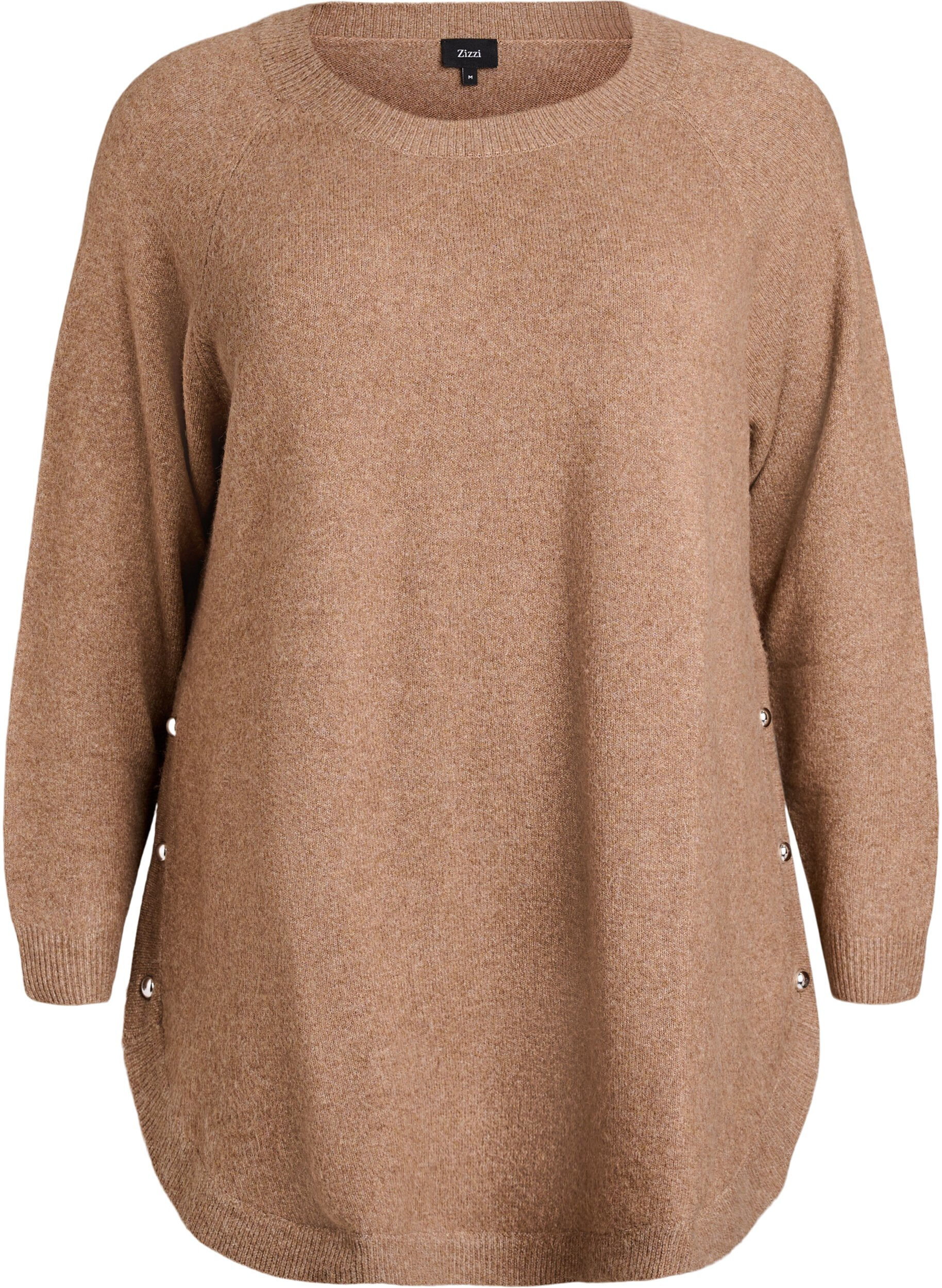 Lange Strickbluse mit Kugelkn&ouml;pfen