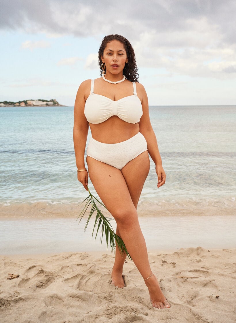 Bikinihose mit Strukturmuster und normaler Taillenh&ouml;he, Wei&szlig;, Image image number 0