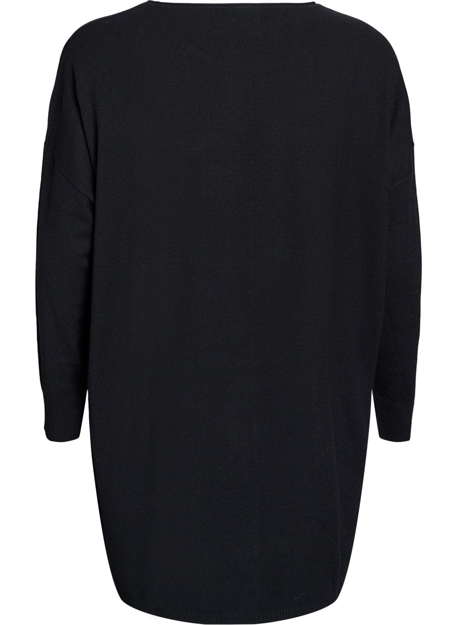 ZizziKurzes Strickkleid mit Mittelnaht und Taschen, Schwarz, Packshot image number 1