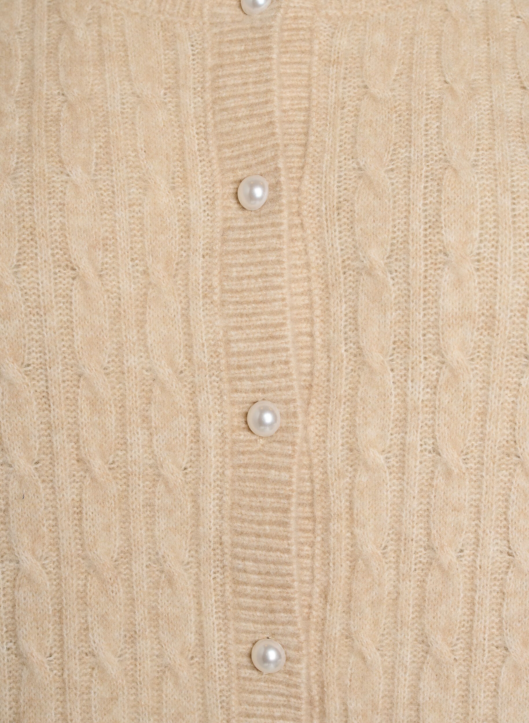 ZizziStrickjacke mit Zopfmuster und Perlenkn&ouml;pfen, Beige, Packshot image number 2