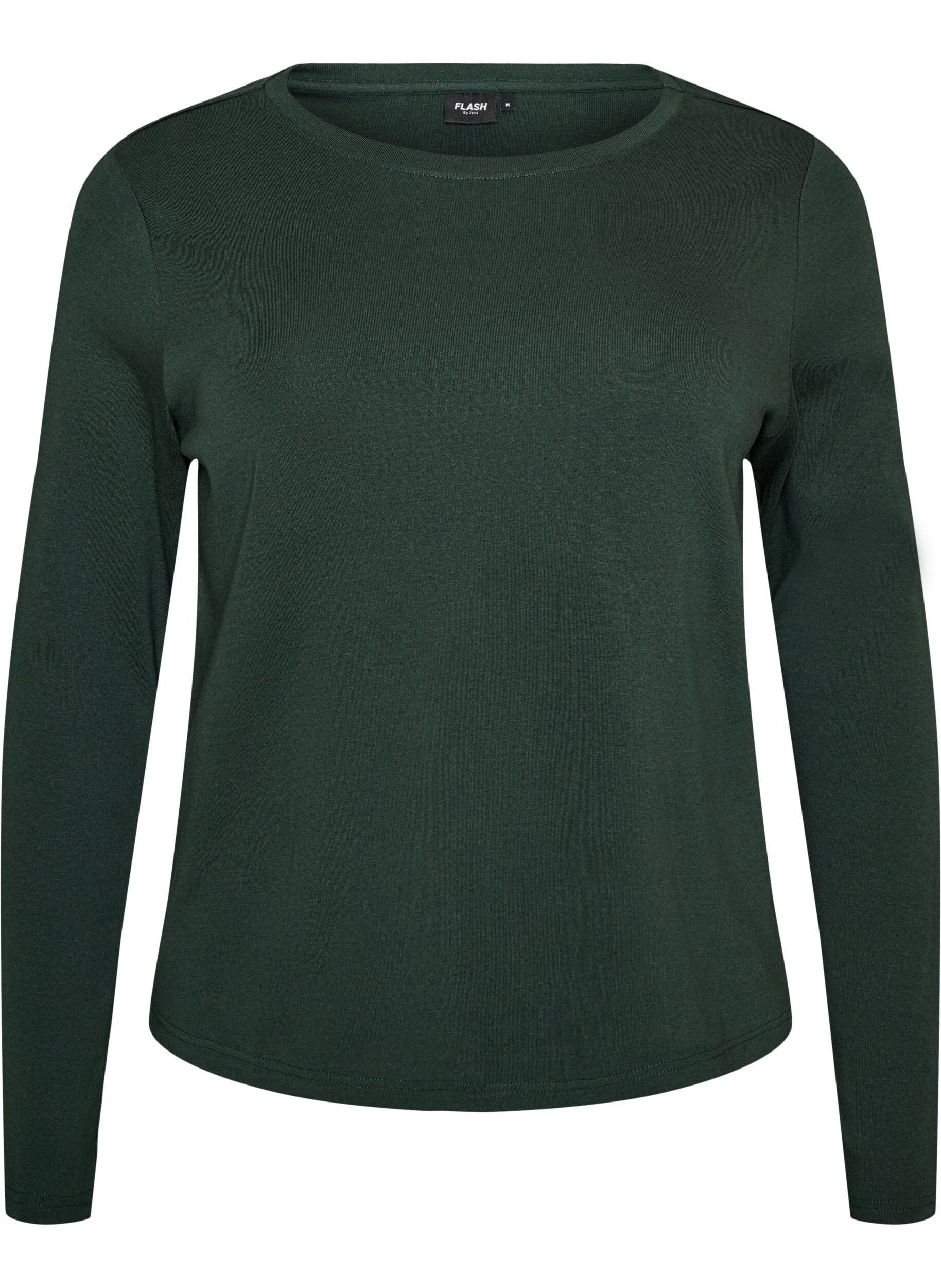 ZizziLangarm-Basic-T-Shirt mit Rundhalsausschnitt, Gr&uuml;n, Packshot image number 0