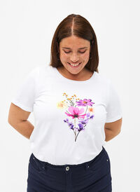 T-shirts mit Blumenmotiv, Bright W. w. Flower, Model