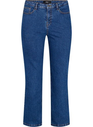 Gemma Jeans mit hoher Taille und gerader Passform, Dark blue, Packshot image number 0