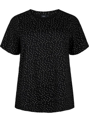 T-Shirt aus Bio-Baumwolle mit Punktmuster	, Black w. White Dot, Packshot image number 0