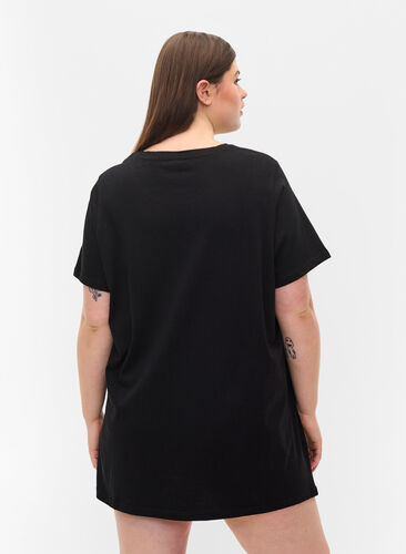 Oversize Schlaf-T-Shirt aus Bio-Baumwolle, Black w. 93, Model image number 1