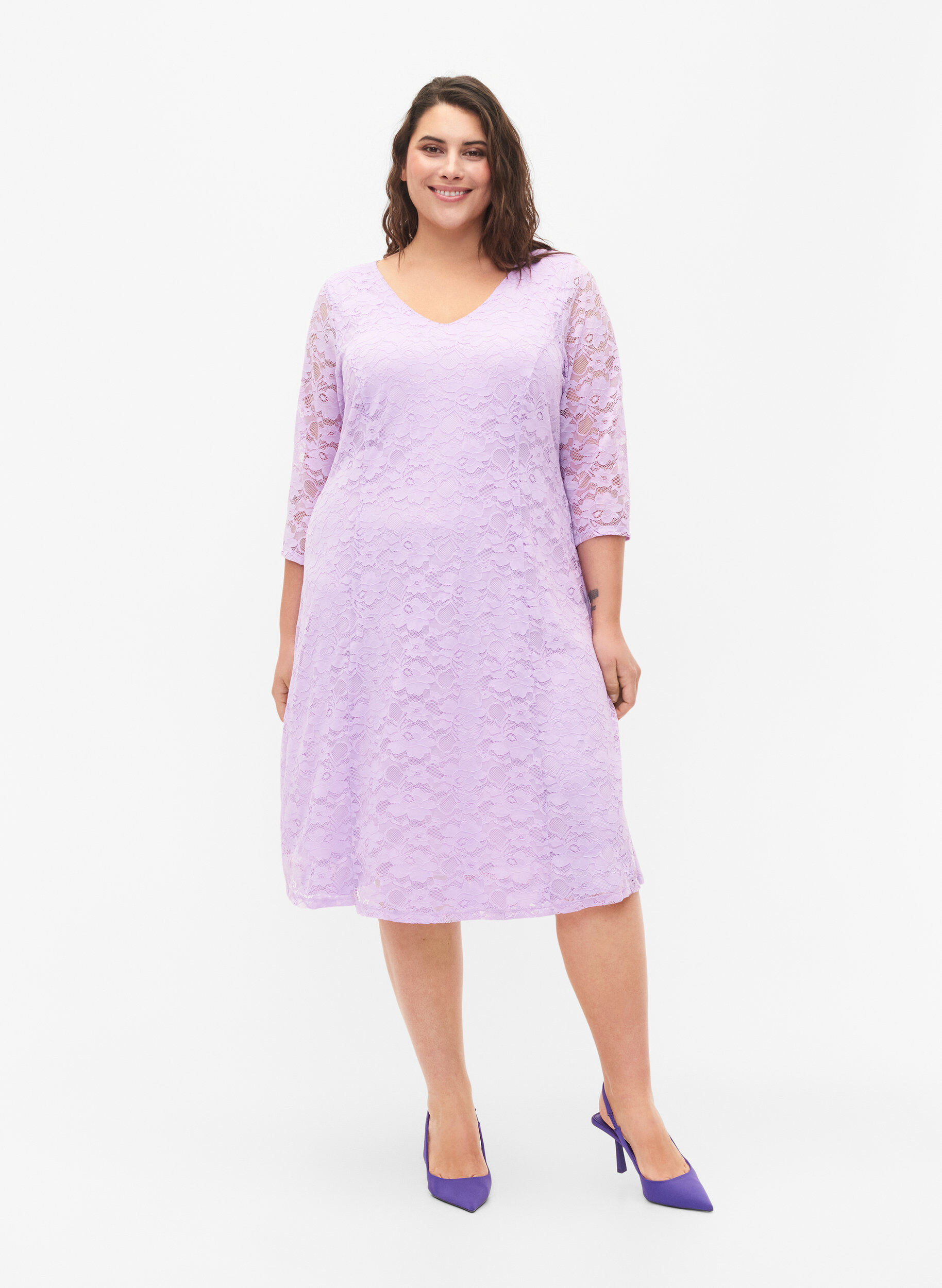 ZizziSpitzenkleid mit 3/4-&Auml;rmeln, Lavendula, Model image number 2