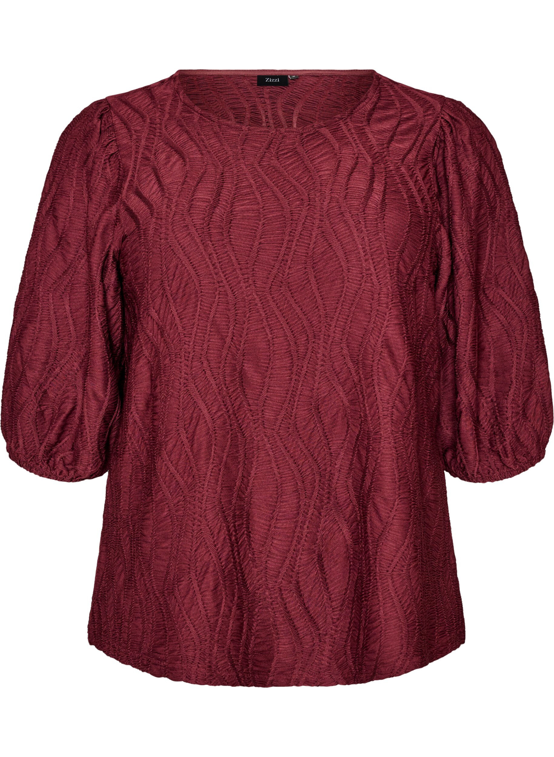 Bluse mit Struktur und 3/4-&Auml;rmeln