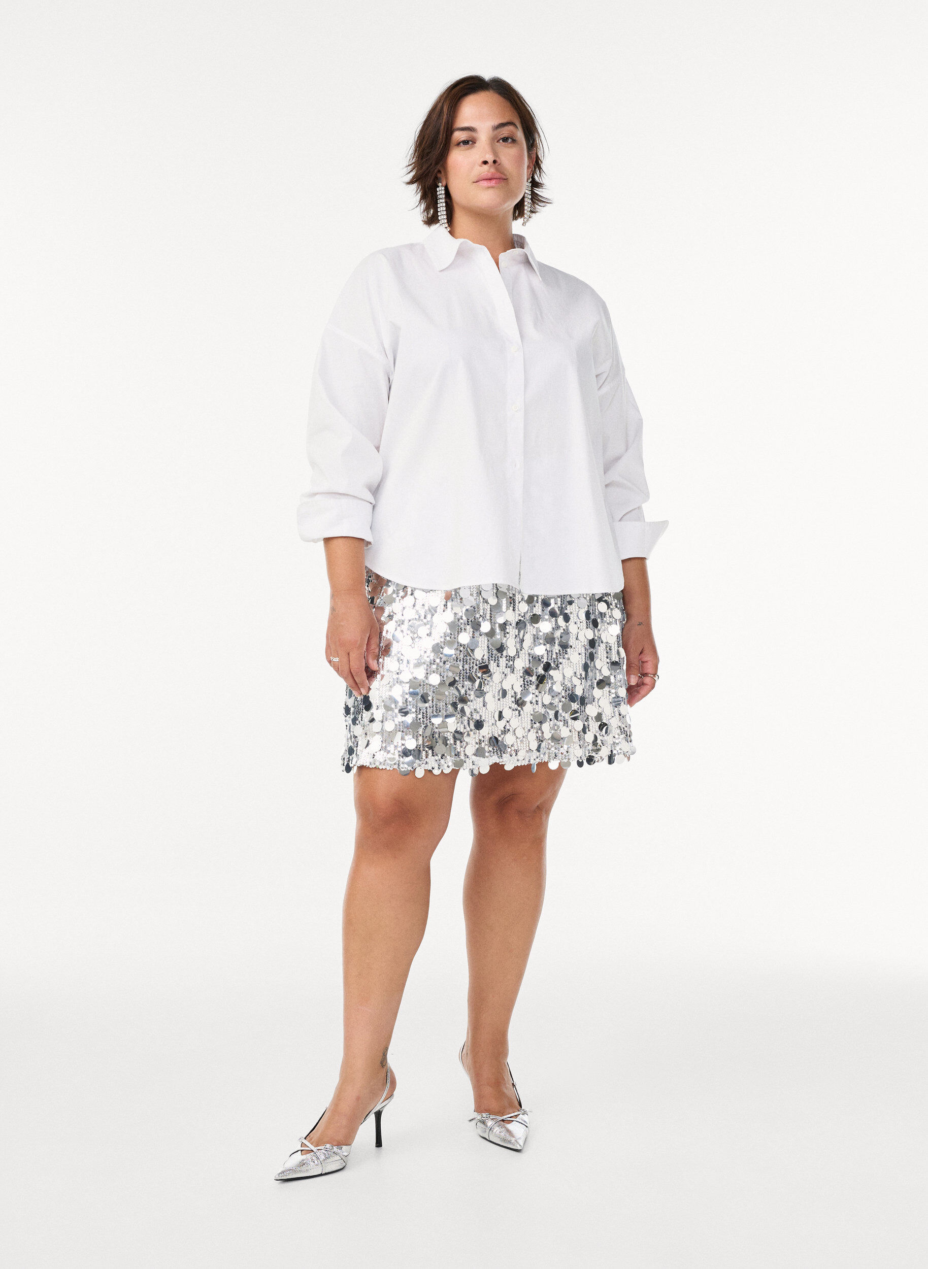 ZizziKlassisches Hemd aus Baumwolle mit lockerer Passform, Wei&szlig;, Model image number 1