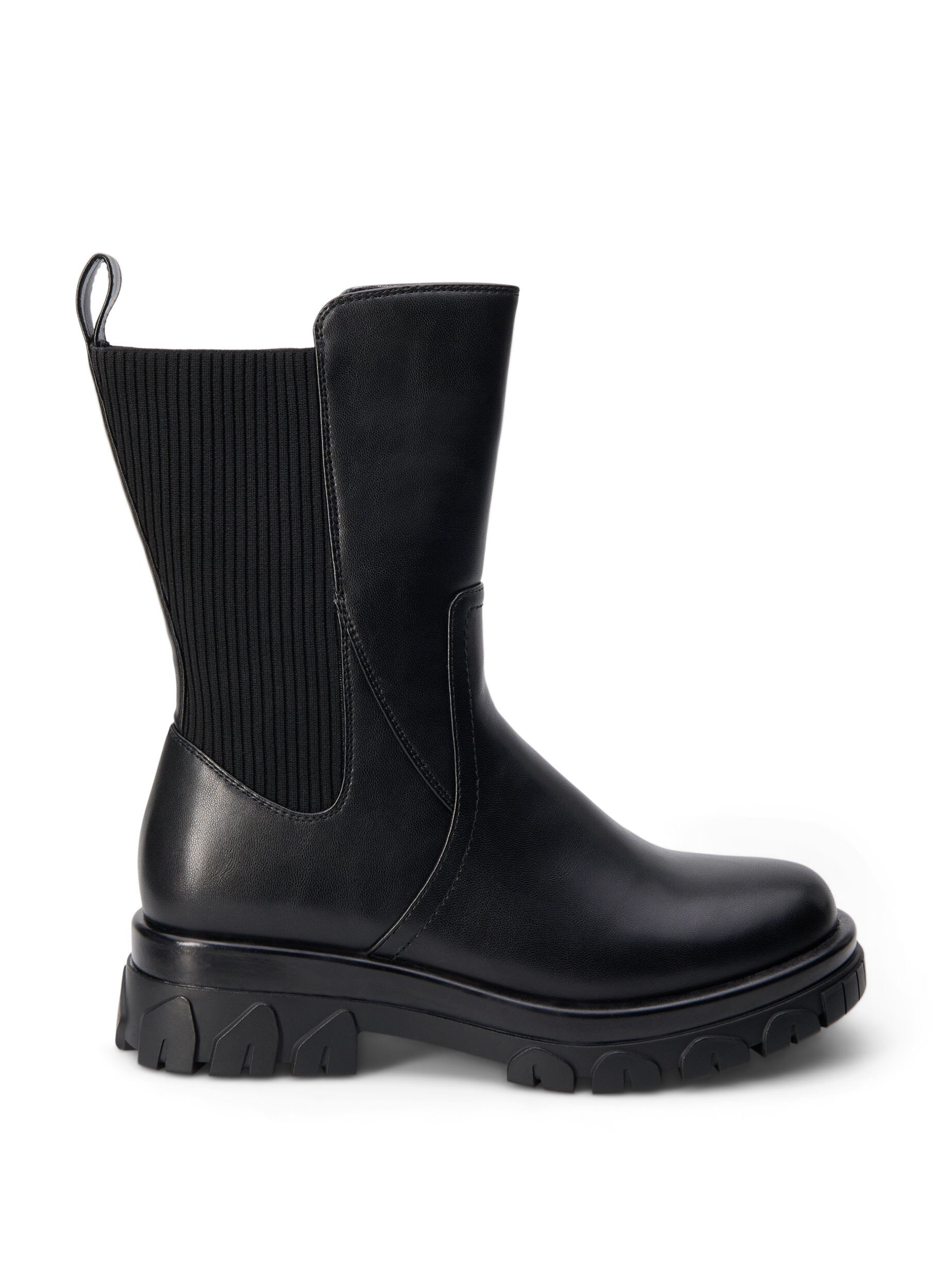 ZizziExtra-Weite - Kurzer Stiefel mit Gummizug, Schwarz, Packshot image number 0