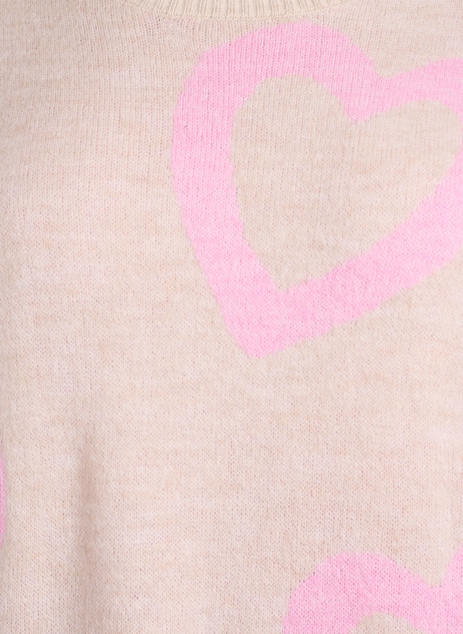 ZizziStrickbluse mit gro&szlig;en Herzen und Rundhalsausschnitt, Beige, Packshot image number 2