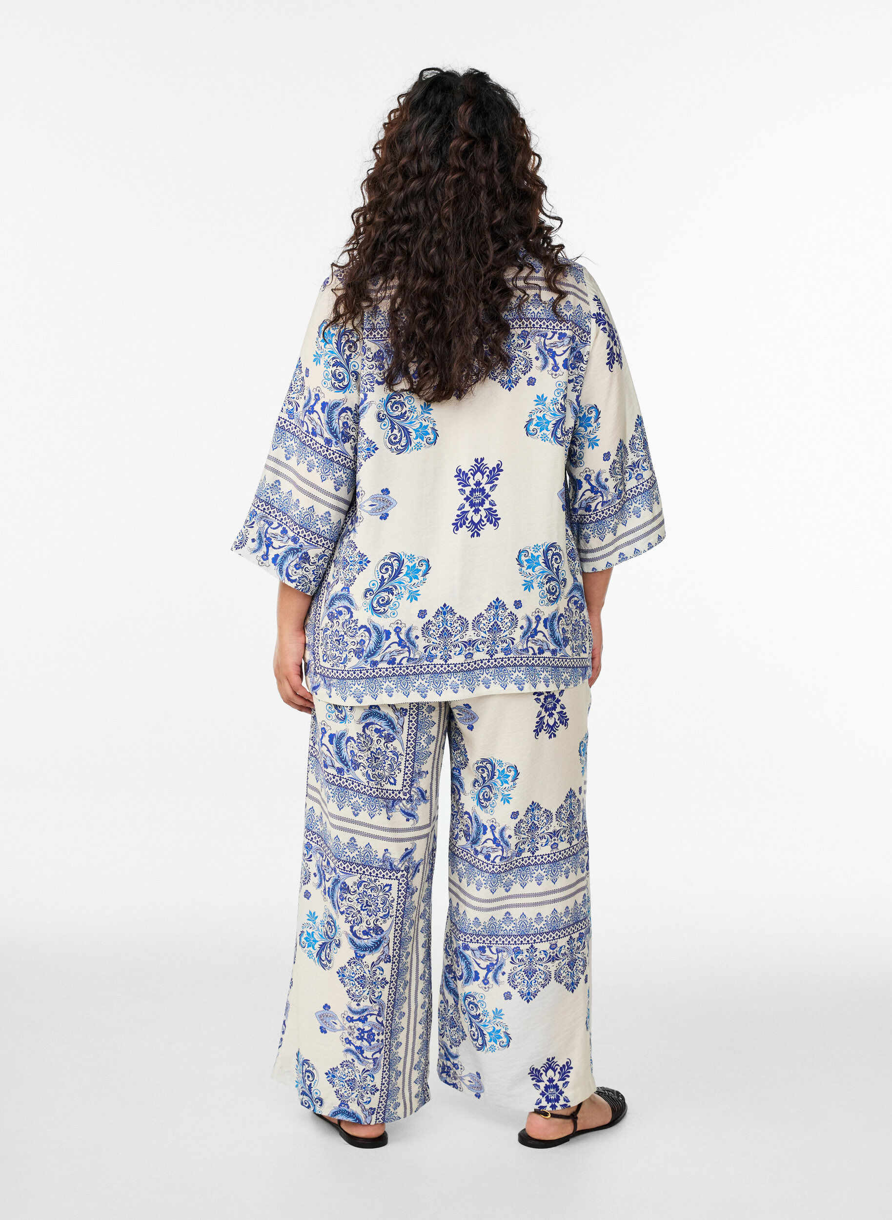 ZizziGemusterte Hose mit weitem Bein, 9991, Model image number 2