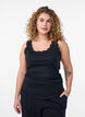 Tanktop mit Spitzen und Lochstickerei, Schwarz, Model image number 0