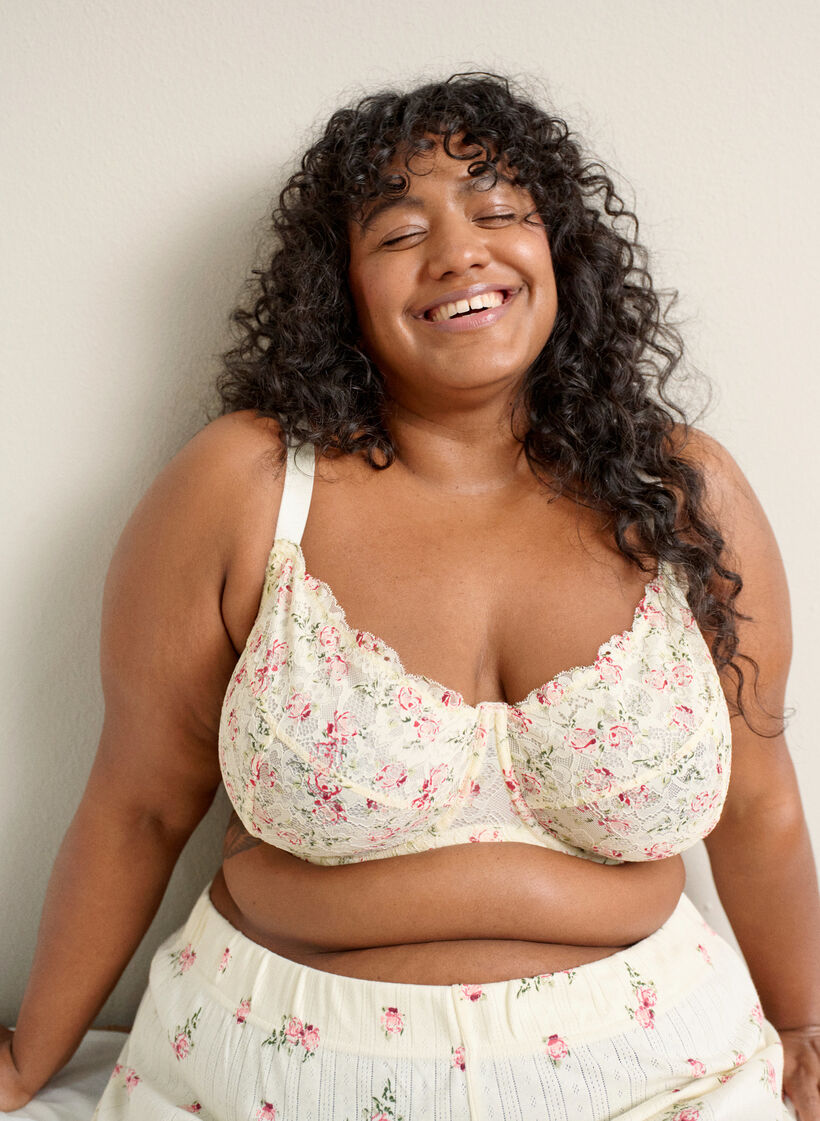 Vollschalen-BH mit gebl&uuml;mter Spitze, Wei&szlig;, Image image number 0