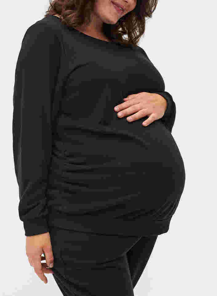 Schwangerschafts-Sweatshirt mit Rippbündchen, Black, Model image number 2
