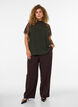 Bluse mit kurzen &Auml;rmeln aus Spitze und hohem Kragen, Gr&uuml;n, Model image number 1