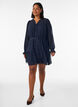 Kurzes Kleid mit R&uuml;schendetails und Bindeg&uuml;rtel, Blau, Model image number 1