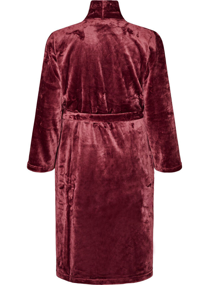 Morgenmantel aus weichem Velours mit Taschen, Rot, Packshot image number 1