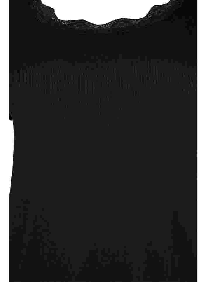 Kurzarm Nachthemd mit Spitzenbesatz, Black, Packshot image number 2