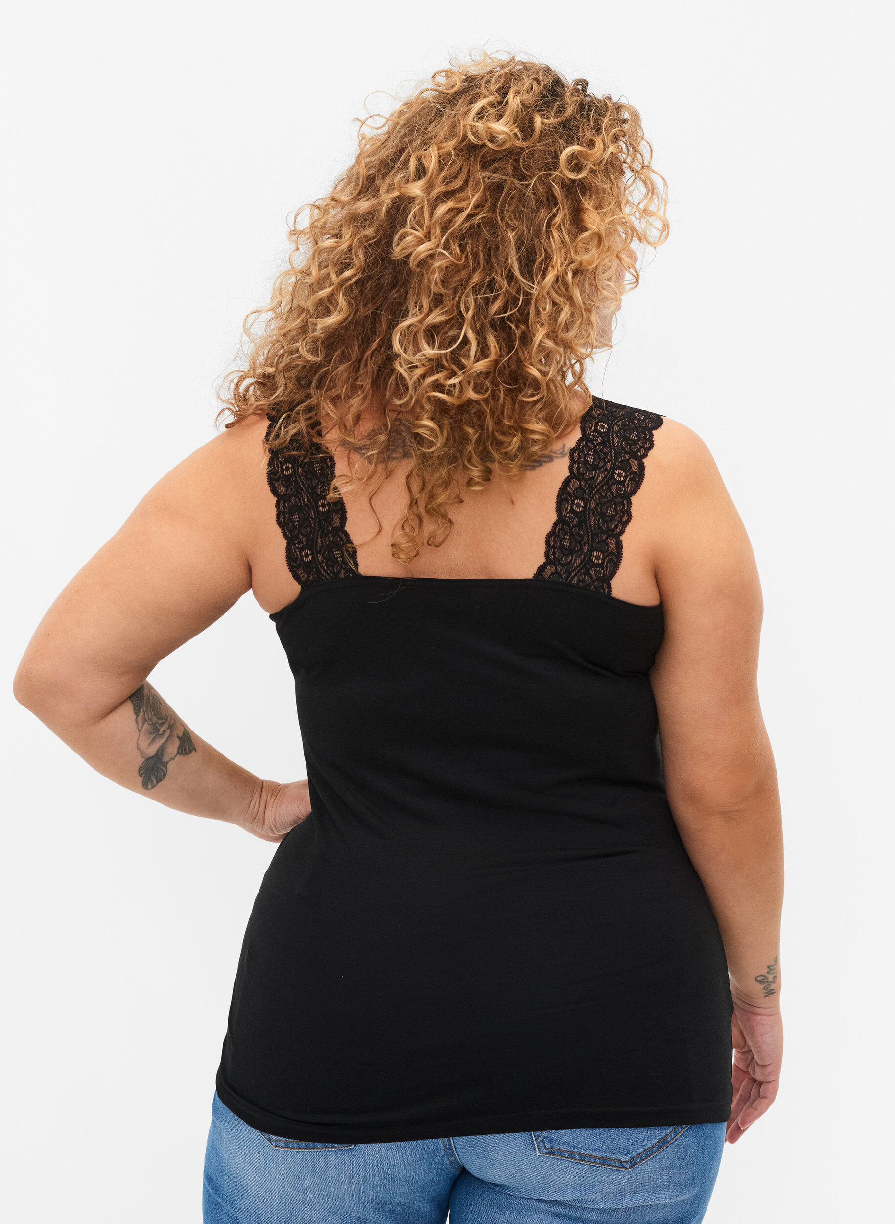 Zizzi2er-Pack Tops mit Spitze, Black / Black, Model image number 1