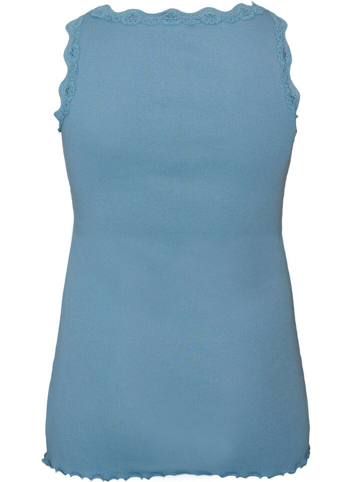 Top mit Spitzensaum, Blau, Packshot image number 1