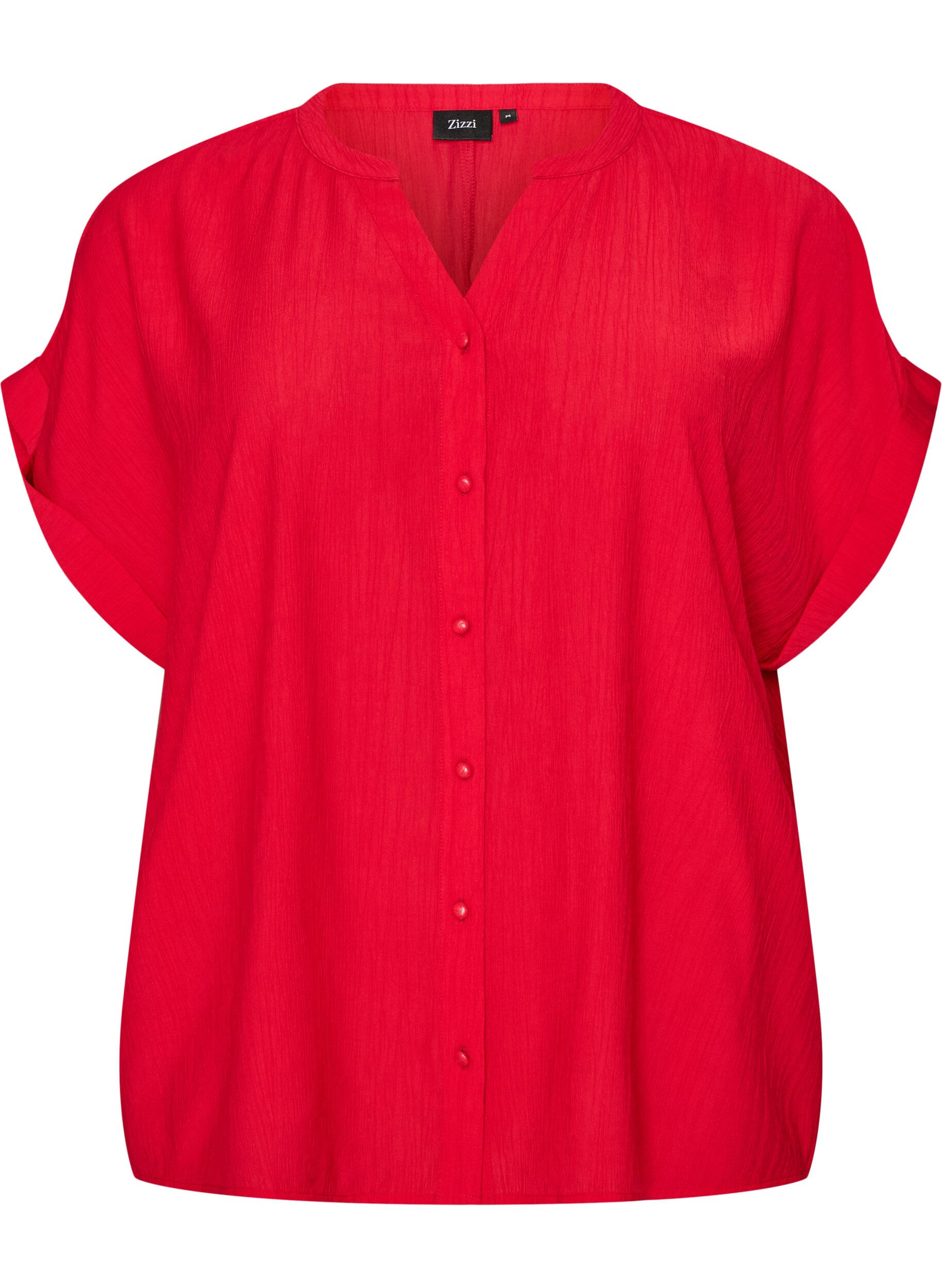ZizziBluse aus Viskose mit Kn&ouml;pfen und Struktur, Rot, Packshot image number 0