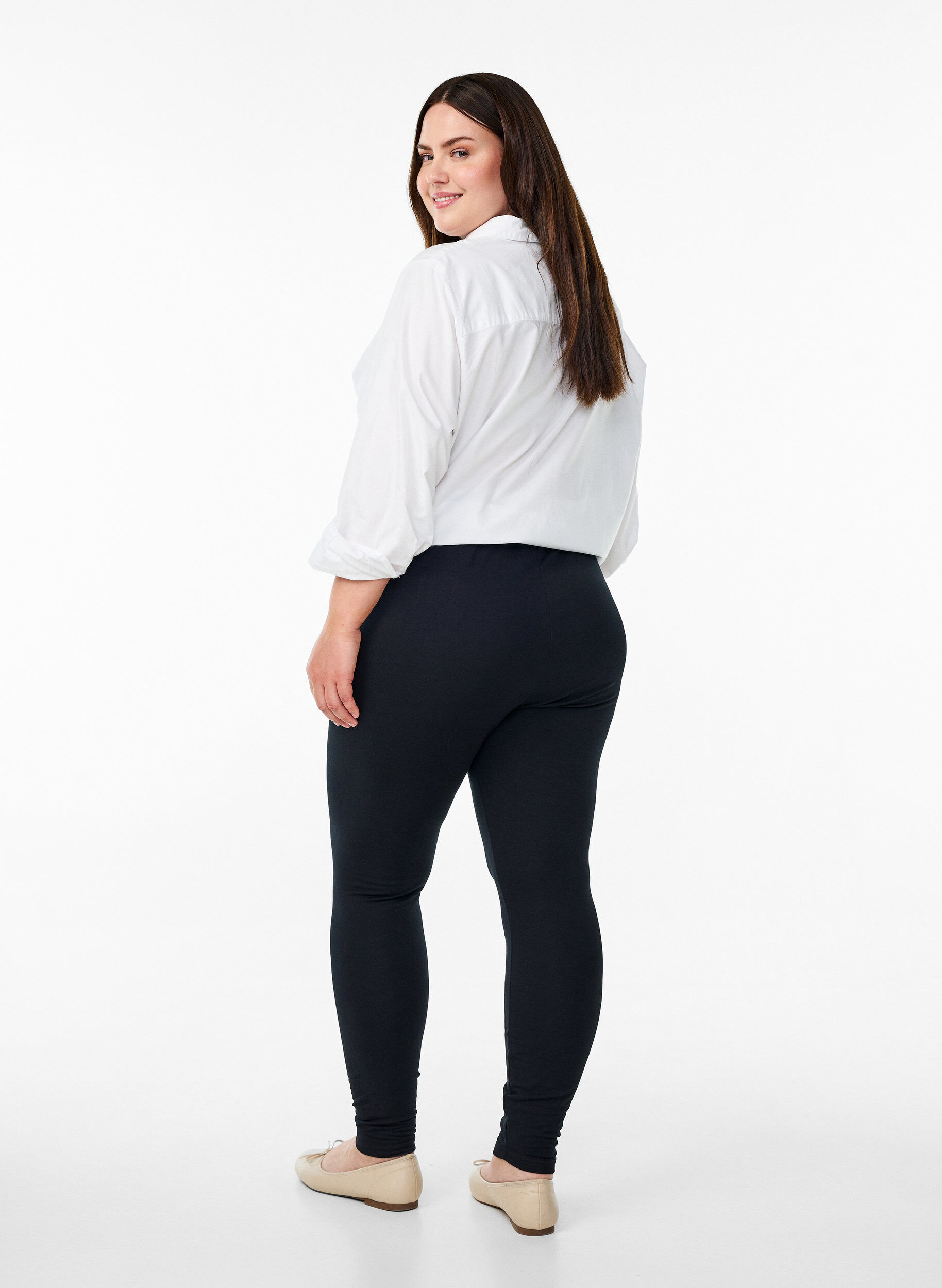 ZizziGef&uuml;tterte Baumwollleggings., Schwarz, Model image number 2
