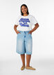 T-Shirt aus 100% Baumwolle mit kurzen &Auml;rmeln und Print, Wei&szlig;, Model image number 1