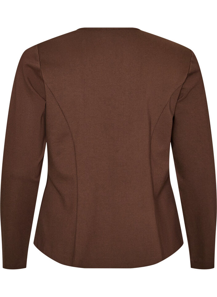 Figurbetonter Cardigan aus Jersey mit dekorativen Kn&ouml;pfen, Braun, Packshot image number 1