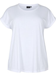 Kurzärmeliges T-Shirt aus einer Baumwollmischung, Bright White, Packshot