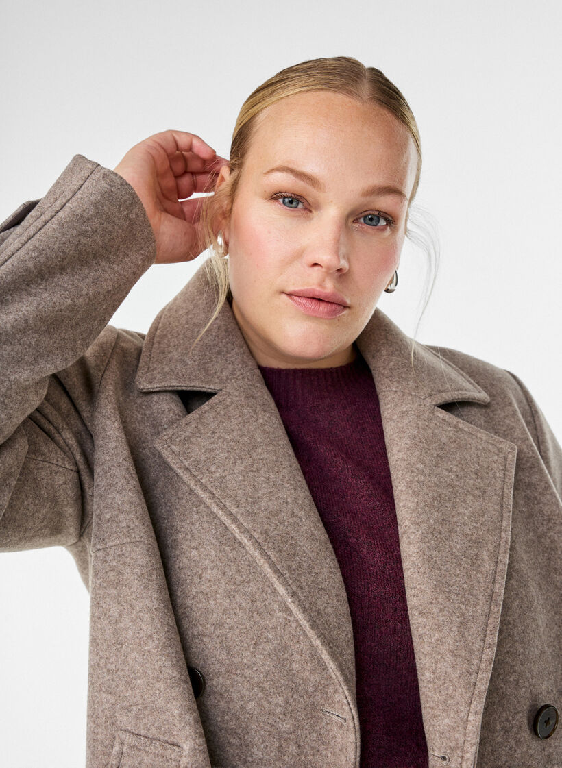 Kurzmantel mit zweireihiger Knopfleiste, Beige, Image image number 0