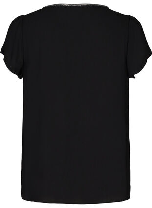 Einfarbige Bluse mit kurzen Ärmeln, Black, Packshot image number 1