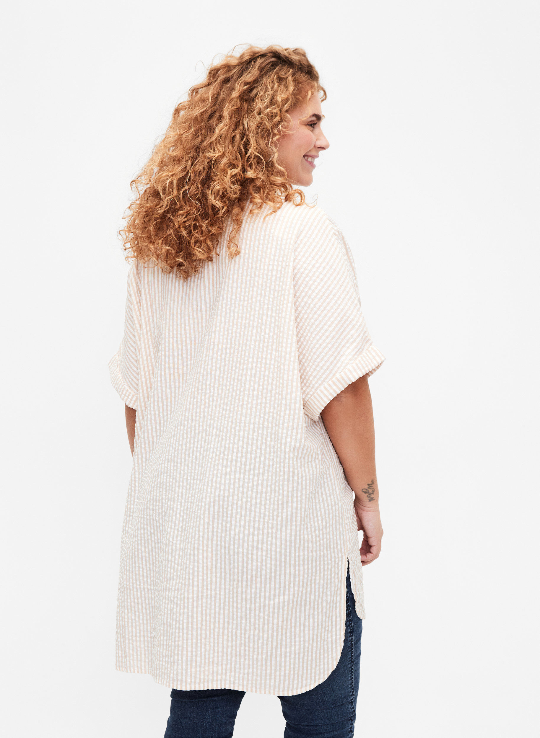 ZizziGestreiftes Hemd mit Brusttaschen, Natrual/S. Stripe, Model image number 1