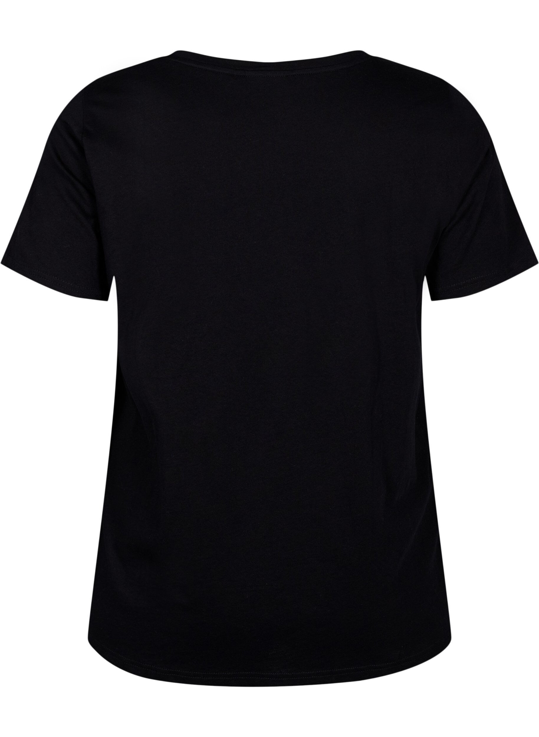 ZizziBaumwoll-T-Shirt mit Motiv, Black w. Face Foil, Packshot image number 1