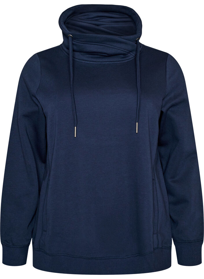 Sweatshirt mit Stehkragen und Taschen, Blau, Packshot image number 0